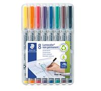 Staedtler Rotuladores de colores Lumocolor 315 WP8 – Tinta no permanente – Estuche 8 unidades