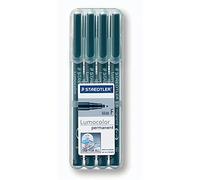 STAEDTLER Lumocolor 318 Rotuladores permanentes - negro, pack 4, 0,6 mm