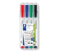 Staedtler Rotuladores para pizarra blanca Lumocolor 341 WP4 – Estuche 4 unidades, Más Colores