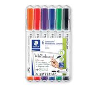 Staedtler Lumocolor 341 WP6. Rotuladores de colores variados para pizarra blanca. Estuche con 6 marcadores.
