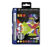 Staedtler Rotulador de tiza Lumocolor 344 C8 – opaco, borrado en húmedo, punta 2,4 mm – 8 colores