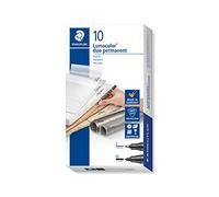 Staedtler Lumocolor 348-9. Rotulador permanente de doble punta. Diez marcadores de doble punta de color negro.