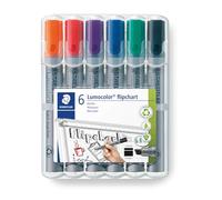 Staedtler Rotuladores Lumocolor 356 B WP6 – Para flipchart, estuche 6 colores variados
