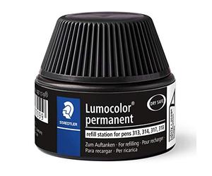 STAEDTLER Lumocolor 487 17-9, Cargador para marcadores 313, 314, 317, 318, Un frasco con tinta de color negro