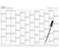 STAEDTLER Lumocolor - Agenda anual - Calendario de pared A3 fácil de | Calendario de 12 meses con bolígrafo de aluminio corregible, plástico duradero. Número de artículo: 641 YPA3X