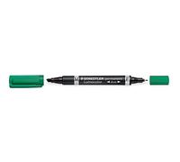 Staedtler Lumocolor duo permanent 348 B-5 - Rotulador permanente con 2 puntas: punta de 0,6 mm y punta M biselada de 1,5 o 4 mm. Caja de cartón con 10 rotuladores color verde