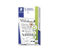 Staedtler Lumocolor Marcador de Pizarra Blanca, Seco y Sin Residuos, Ancho de Trazo 2 Mm, Secado Rápido, Recargable, Larga Duración, 5 Marcadores Negros, 351-9X