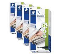 STAEDTLER Lumocolor - Marcador permanente (10 Pack, Negro) (Paquete de 4)