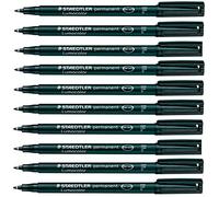 Staedtler Lumocolor Marqueur permanent à pointe fine - Type de marqueur Pointe fine - ENCRE noire - corps noir - 10 stylos/boîte