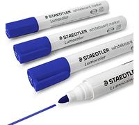 Staedtler Lumocolor Pizarra Blanca Rotuladores 351 - Dry Erase Corrección Bolígrafo - Punta Redonda - Paquete de 4 X Azul