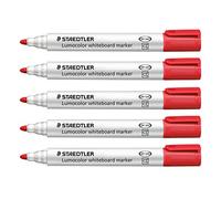 STAEDTLER Lumocolor rotulador para pizarra blanca, 5 unidades, borrable en seco y sin dejar residuos, ancho de trazo 2,0 mm, secado rápido, recargable, larga duración