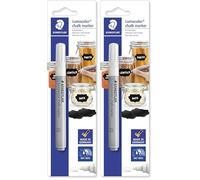 STAEDTLER Marcador de tiza Lumocolor, blanco, opaco en superficies lisas, borrado en húmedo, punta redonda, ancho de línea aprox. 2,4 mm, a base de agua, marcador de tiza en blíster, 344-0 BK
