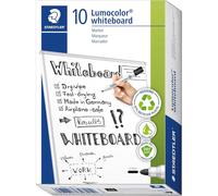 STAEDTLER Marcador Lumocolor Whiteboard NEGRO 2.0mm, secado rápido y recargable. Caja con 10 Unidades (351-9)