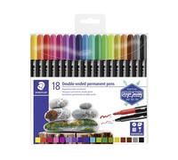 Staedtler Rotuladores permanentes Design Journey 3187 TB18, doble punta, caja con 18 colores
