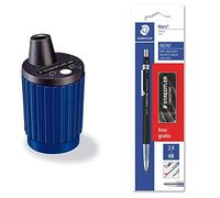 STAEDTLER Mars 502, Afilaminas con Depósito, Caja con Un Afilaminas Automático para Minas de 2 mm + 780 C BKP6ST, Portaminas Técnico con Punta Metálica, Para Minas de 2 Mm de Ancho, Negro