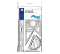 Staedtler Ultraflex 569PB4UF-S. Set de reglas y transportador para dibujo técnico. Conjunto con 4 piezas de plástico de color variado.