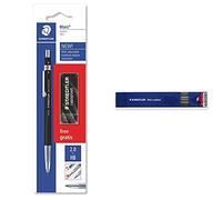 STAEDTLER mars 780 c bkp6st, portaminas técnico con punta metálica, para minas de 2 mm de ancho, negro + 200-2H Estuche con 12 minas