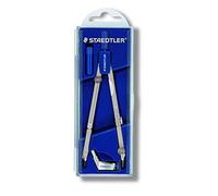 STAEDTLER Mars Basic 554 T01 554 - Set de dibujo con compás y alargador con caja (tapa abatible) Plateado