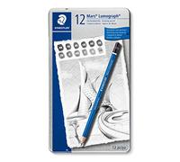 STAEDTLER Mars Lumograph 100 Set de lápices - 12, estuche metálico HB