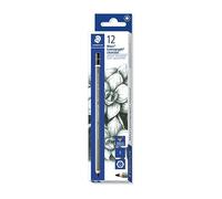 STAEDTLER Mars Lumograph 100C-S. Pack de 12 lápices de carbón para dibujo de graduación suave S.