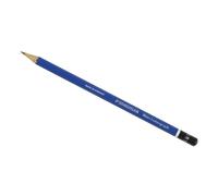 STAEDTLER Mars Lumograph 100: 3 lápices de grafito, mina de 2 mm, 2B; lápiz azul