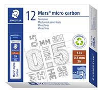 Staedtler Mars micro carbon 250 05-3H. Minas finas de grafito. 12 tubos de minas de 0,5 mm y graduación 3H.