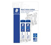 STAEDTLER Mars micro carbon 2507HBBK2D. Minas finas de grafito. Blíster con dos tubos de 12 minas HB de 0,7 mm, negro