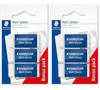 STAEDTLER Mars Plastic - Gomas de borrar (3 unidades), color blanco (Paquete de 2)
