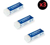 Staedtler Mars Plastic Mini - 3x Goma de Borrar, Color Blanco, Ideal para el Colegio, Vuelta al Cole, Material Escolar de Oficina, Hogar Escuela Primaria, Secundaria, Universidad, Recambio, Repuesto