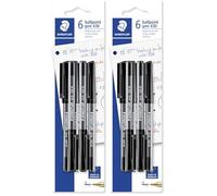 STAEDTLER Medium Stick 430 - Bolígrafo (6 unidades), color negro (Paquete de 2)