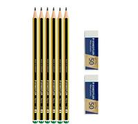 Staedtler Noris 120 - 2H Crayon en graphite - Lot de 6 Crayons + 2 gommes mars plastic STAEDTLER