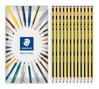 STAEDTLER Noris 120 lápices de grafito de madera reciclados, resistentes a la rotura, paquete de 24 unidades (grado HB y 2B)