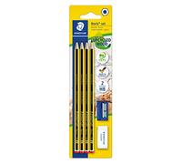 Staedtler Noris 120S1 BK4DST, Lápices de madera certificada, Blíster con 4 lapiceros, una goma de borrar y un sacapuntas, Multicolor, Juego de 6 piezas