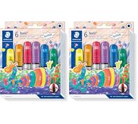 STAEDTLER Noris Club 2390M C6. Ceras con textura gel. Pack con 6 unidades de colores con purpurina variados. (Paquete de 2)