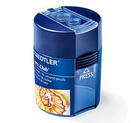 STAEDTLER Noris Club 512 F Sacapuntas doble - depósito, hasta 10,2 mm | Dos orificios para lápices estándar & jumbo, cuchilla metálica - depósito retiene virutas - Art.-Nr. 512 002