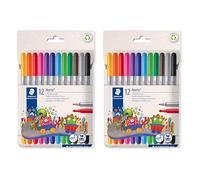 STAEDTLER Noris Club Set de rotuladores de doble punta - 24 rotuladores con dos puntas - Lavables y resistentes a la presión - Set creativo para niños y aficionados con estuche de 2×12 colores