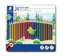 Staedtler Lápices de colores Noris 185 M24 ecológicos – caja de metal 24 unidades