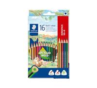 STAEDTLER Noris colour 187 Lápices de colores - 16 colores, triangular | Cuerpo triangular ergonómico, agarre suave antideslizante - madera PEFC, vivos - Art.-Nr. 187 C12P1