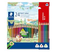 STAEDTLER Noris colour 187 Lápices de colores - 24 colores, triangular | Cuerpo triangular ergonómico, colores vivos - madera reciclada, niños & adultos - Art.-Nr. 187 C18P1