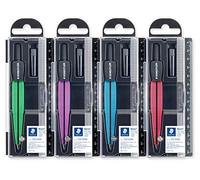 Staedtler Noris - Compás escolar de precisión para los estonios en la escuela, con aguja de seguridad en ángulo de muelle, color metálico, 550 50 M-S