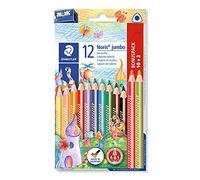 STAEDTLER Noris Jumbo 128 Lápices de colores - 12 colores, triangular | Cuerpo jumbo ergonómico, resistencia A·B·S a la rotura - madera FSC, niños & adultos - Art.-Nr. 128 NC12P1