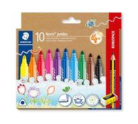 STAEDTLER Noris Jumbo 328-B 328-B - Rotulador triangular, mango grueso ergonómico, atractivo estampado de estrella, estuche de cartón con 10 rotuladores promocionales, 328-B C10P