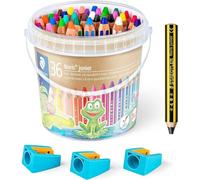 Staedtler Noris Junior 140 C36P1X - Lápices de colores y acuarela 3 en 1 (mina muy gruesa, irrompible, ideal para niños, 36 lápices, 3 sacapuntas y lápiz)
