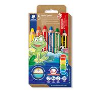 Staedtler Lápices 3 en 1 Noris Junior 140 C6P1 extra irrompibles para niños, estuche 6 + sacapuntas