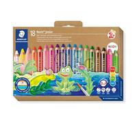Staedtler Lápices Noris Junior 140 C18 – extra gruesos 3 en 1, estuche 18 colores + afilalápices