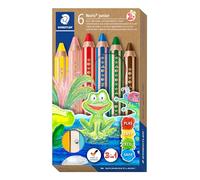 Staedtler Lápices de color Noris Junior 140 C6 ST extra gruesos 3 en 1 estuche 6 con afilalápices