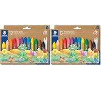 STAEDTLER Noris Junior 224 C12 - Crayones de cera gruesos para niños, 12 colores surtidos en caja de cartón. (Paquete de 2)