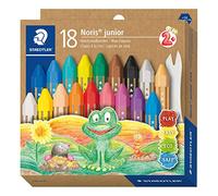 Staedtler Crayones de cera Noris Junior 224 C18 – Gruesos para niños, 18 colores (caja)