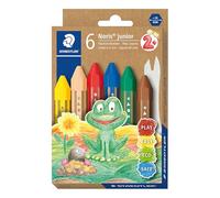 Staedtler – Crayones de cera Noris Junior 224 C6, gruesos para niños, 6 colores surtidos