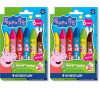STAEDTLER Noris junior ceras de colores Peppa Pig set de 6 - ceras gruesas para colorear grandes superficies y técnicas creativas - ceras ergonómicas para manos pequeñas (Paquete de 2)